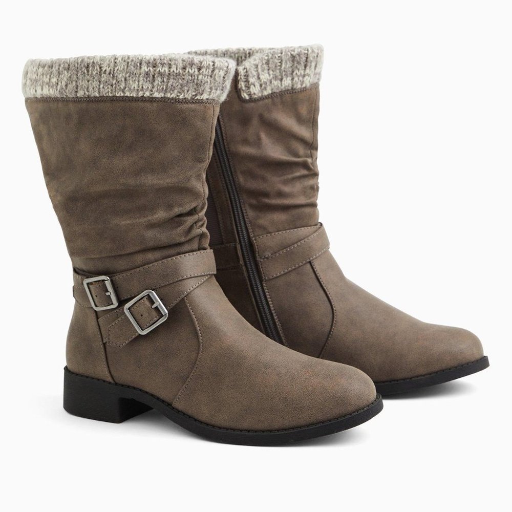 Torrid Sweater Trim Moto Boot (WW) Size 8